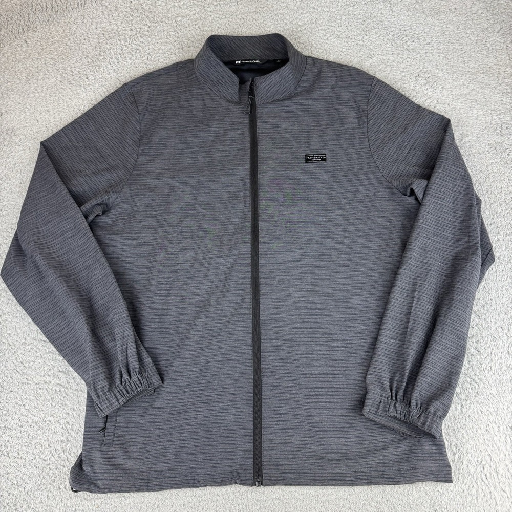 TravisMathew Jacket Mens Large Gray Full Zip Golf Lightweight Stripe Athletic